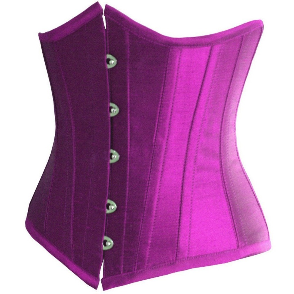 Purple Satin Corset Bustier Garter Straps Panty Set Lingerie Cosplay Costume